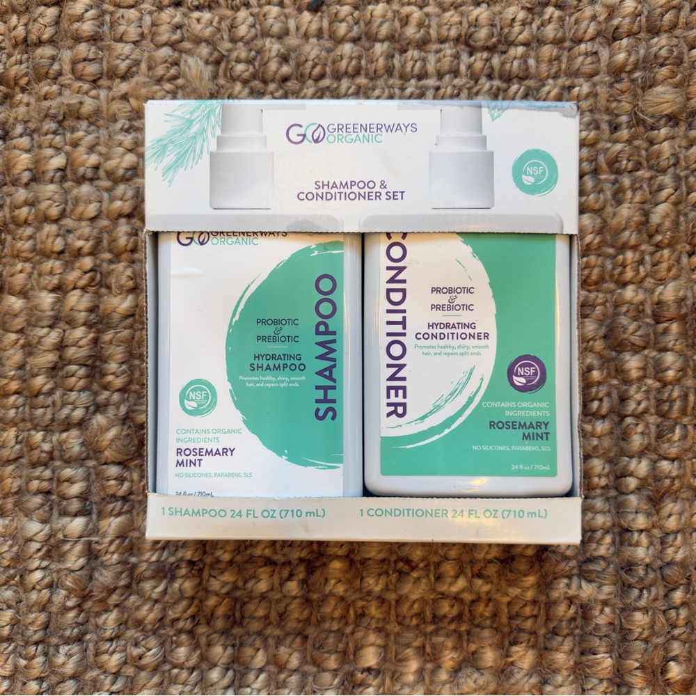 Rosemary Mint Shampoo & Conditioner Set - Green and White